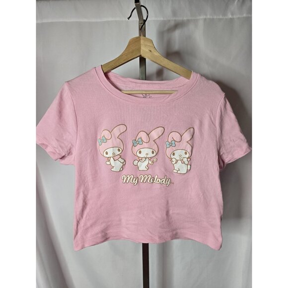 Sanrio Bioworld My Melody Cropped Pink Shirt Size XL 100% Cotton - Picture 4 of 7
